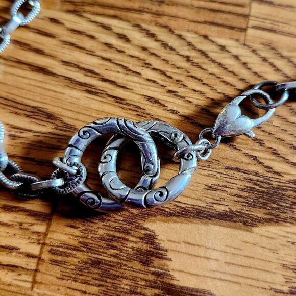 BRIGHTON 3 in 1 Silver Circle Choker Necklace/Bracelets VINTAGE INSPIRED! - Picture 4 of 13
